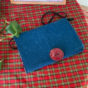 Fuller & Howe Velvet Clutch with Red Button